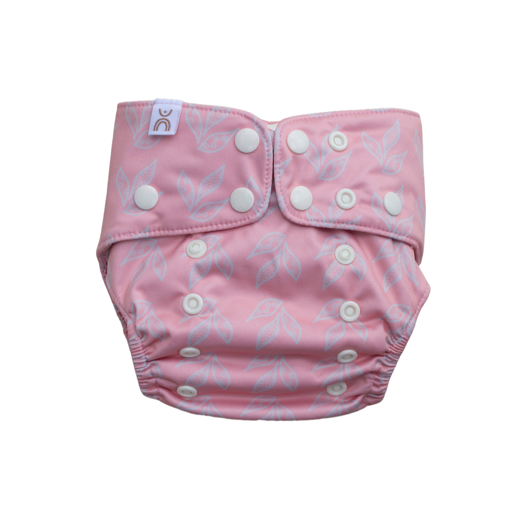 Pink Naps Pink Leaves – Kinship Modern Cloth Nappies
